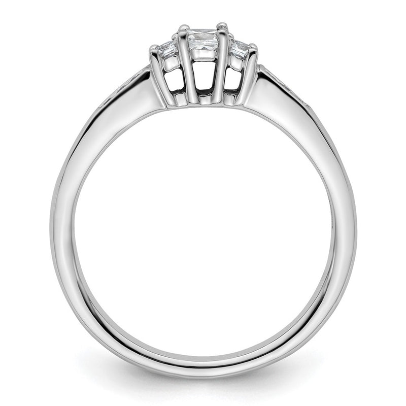 14K White Gold 3 Stone Simulated Diamond Engagement Ring