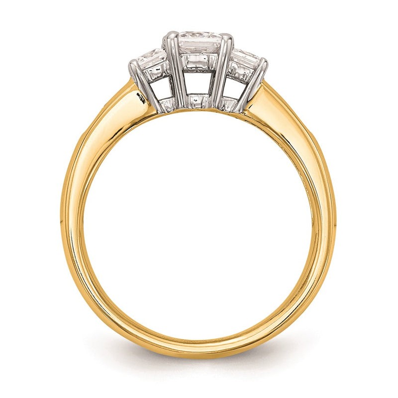 14K Two tone 3 Stone Simulated Diamond Engagement Ring