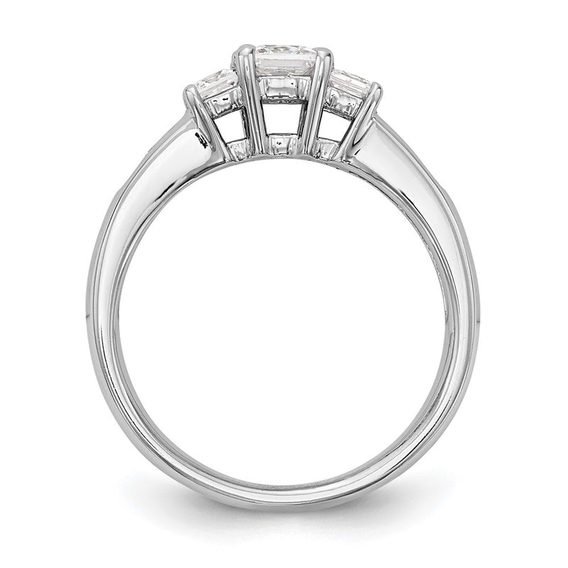 14K White Gold 3 Stone Simulated Diamond Engagement Ring