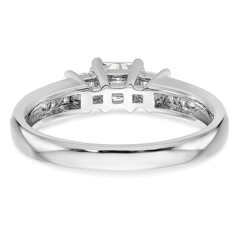 14K White Gold 3 Stone Simulated Diamond Engagement Ring