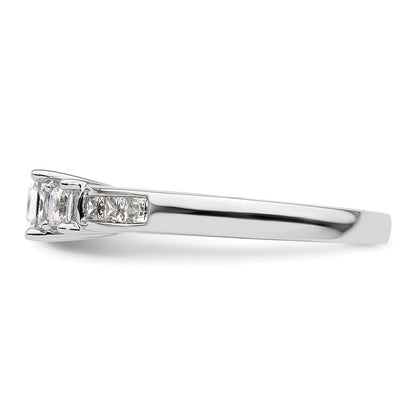 14K White Gold 3 Stone Simulated Diamond Engagement Ring
