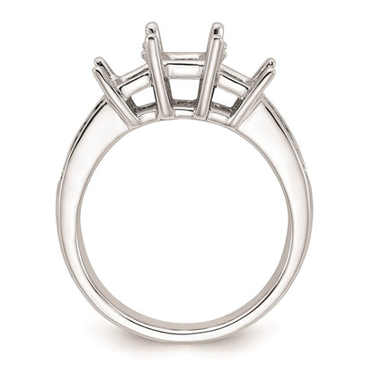 14K White Gold 3 Stone Simulated Diamond Engagement Ring