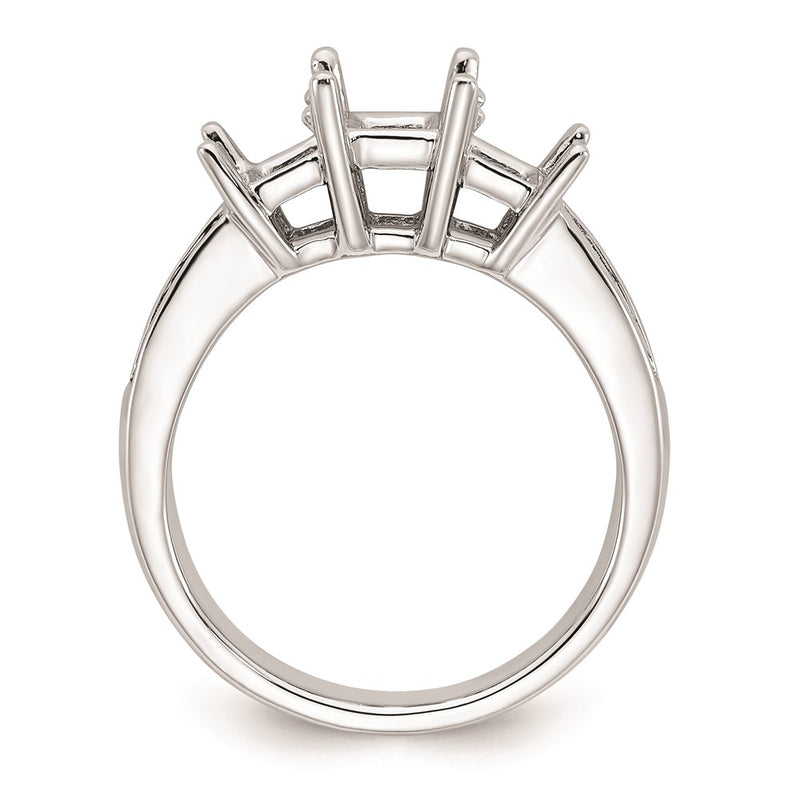 14K White Gold 3 Stone Simulated Diamond Engagement Ring