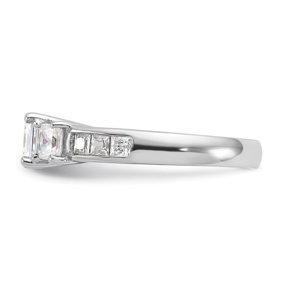 14K White Gold 3 Stone Simulated Diamond Engagement Ring
