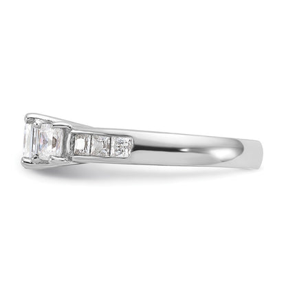 14K White Gold 3 Stone Simulated Diamond Engagement Ring