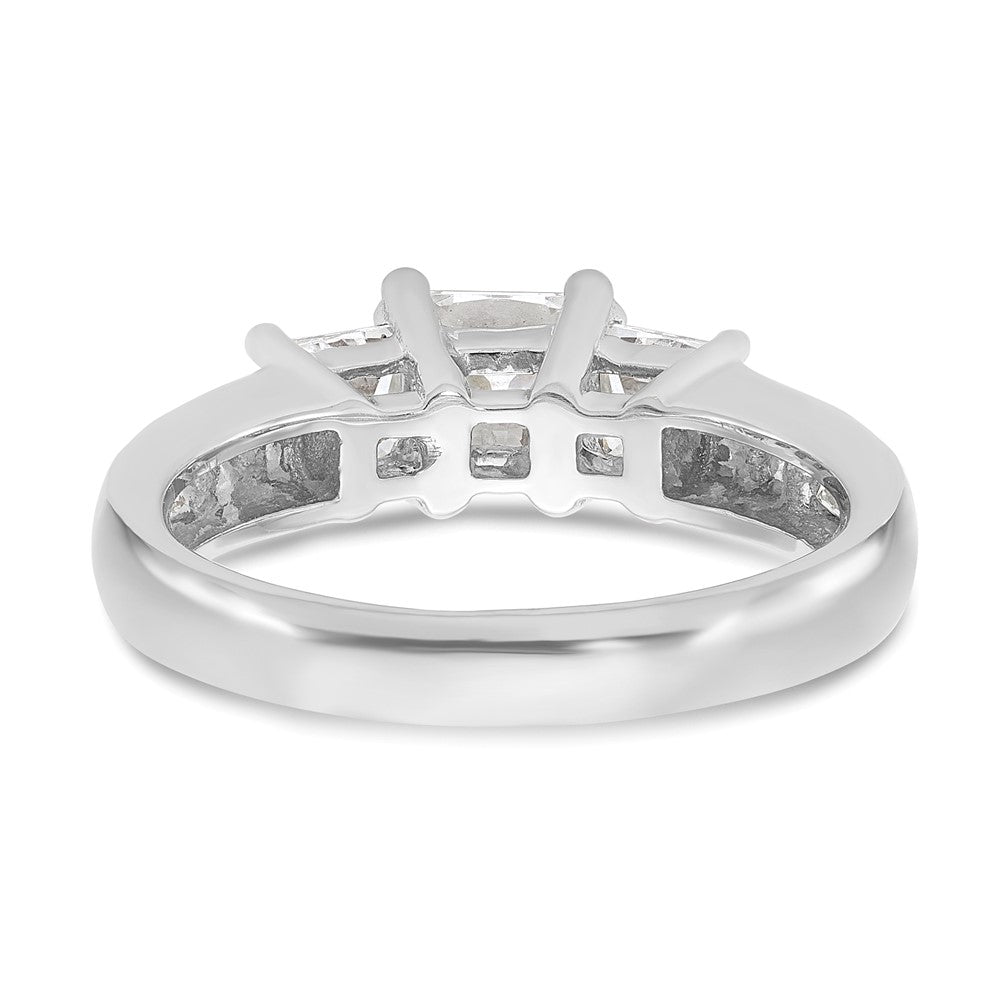 14K White Gold 3 Stone Simulated Diamond Engagement Ring