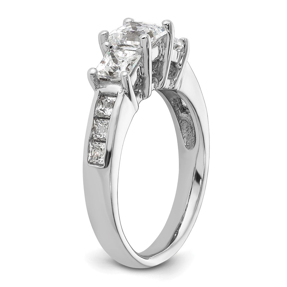 14K White Gold 3 Stone Simulated Diamond Engagement Ring