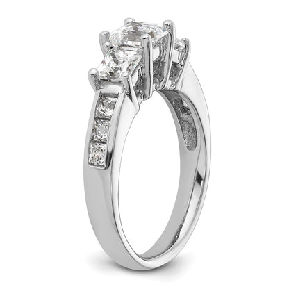 14K White Gold 3 Stone Simulated Diamond Engagement Ring