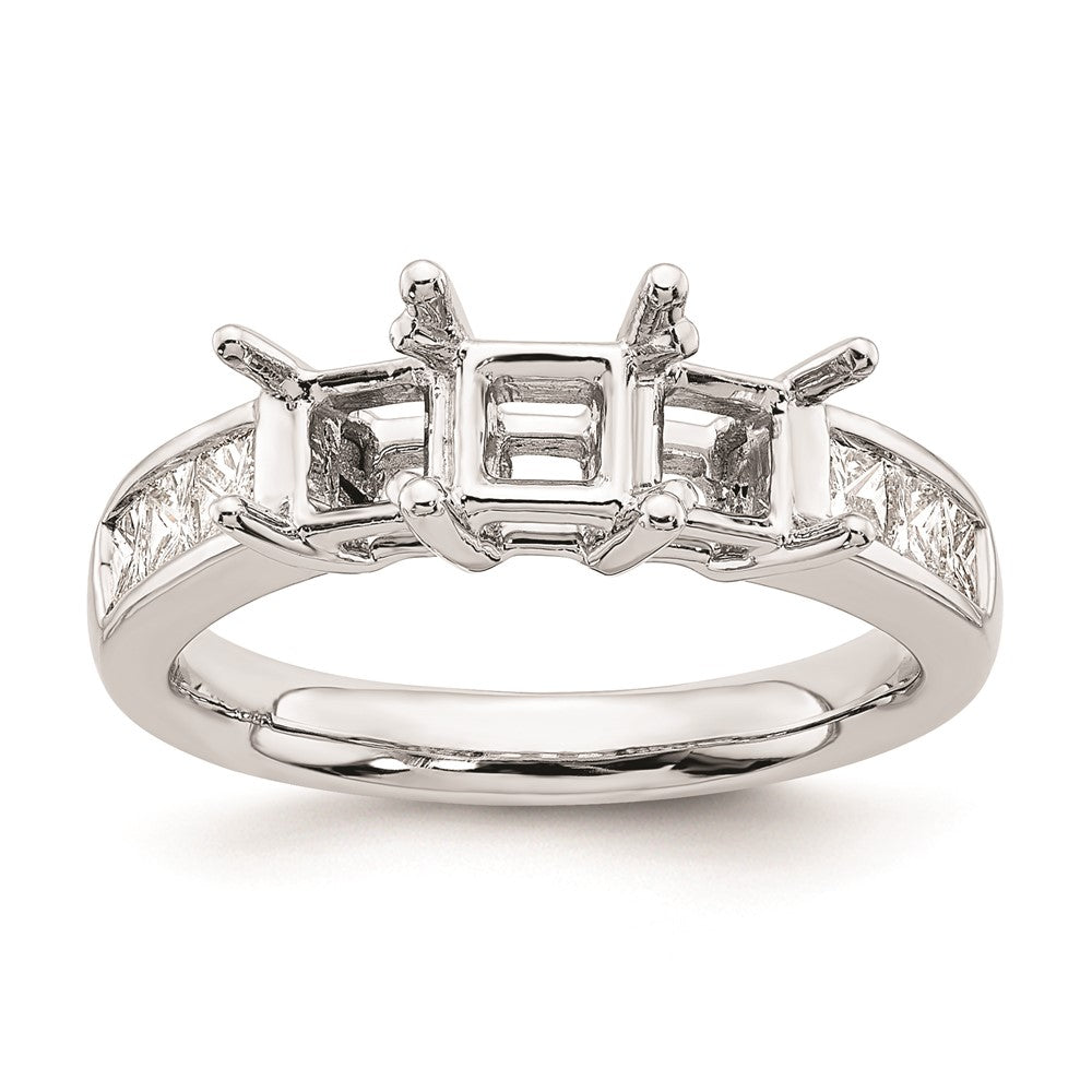 14K White Gold 3 Stone Simulated Diamond Engagement Ring