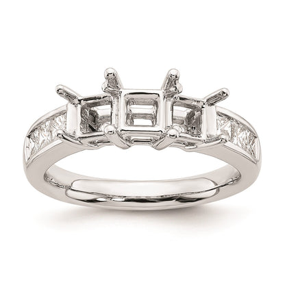 14K White Gold 3 Stone Simulated Diamond Engagement Ring