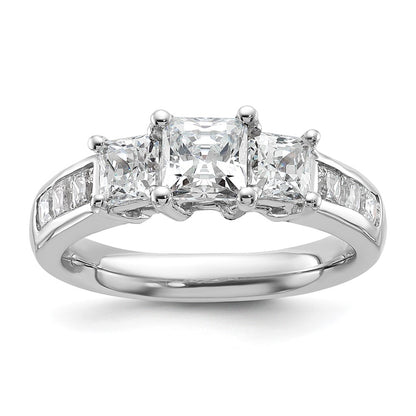 14K White Gold 3 Stone Simulated Diamond Engagement Ring