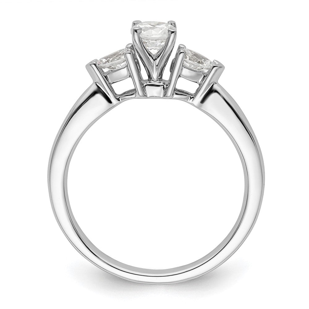 14K White Gold 3-Stone Diamond Peg Set Semi-Mount Engagement Ring