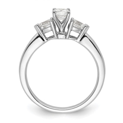14K White Gold 3-Stone Diamond Peg Set Semi-Mount Engagement Ring