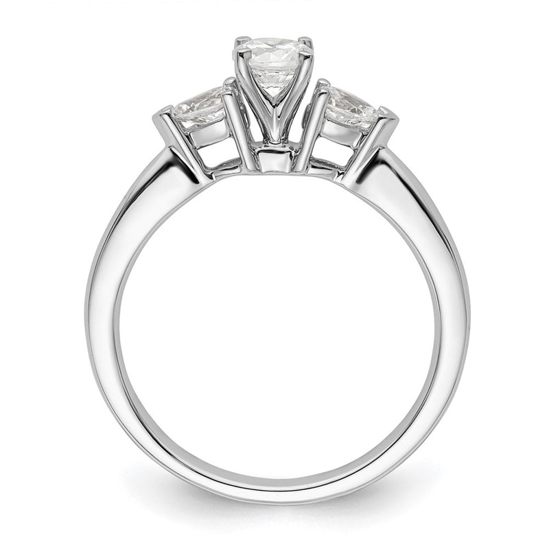 14K White Gold 3-Stone Diamond Peg Set Semi-Mount Engagement Ring