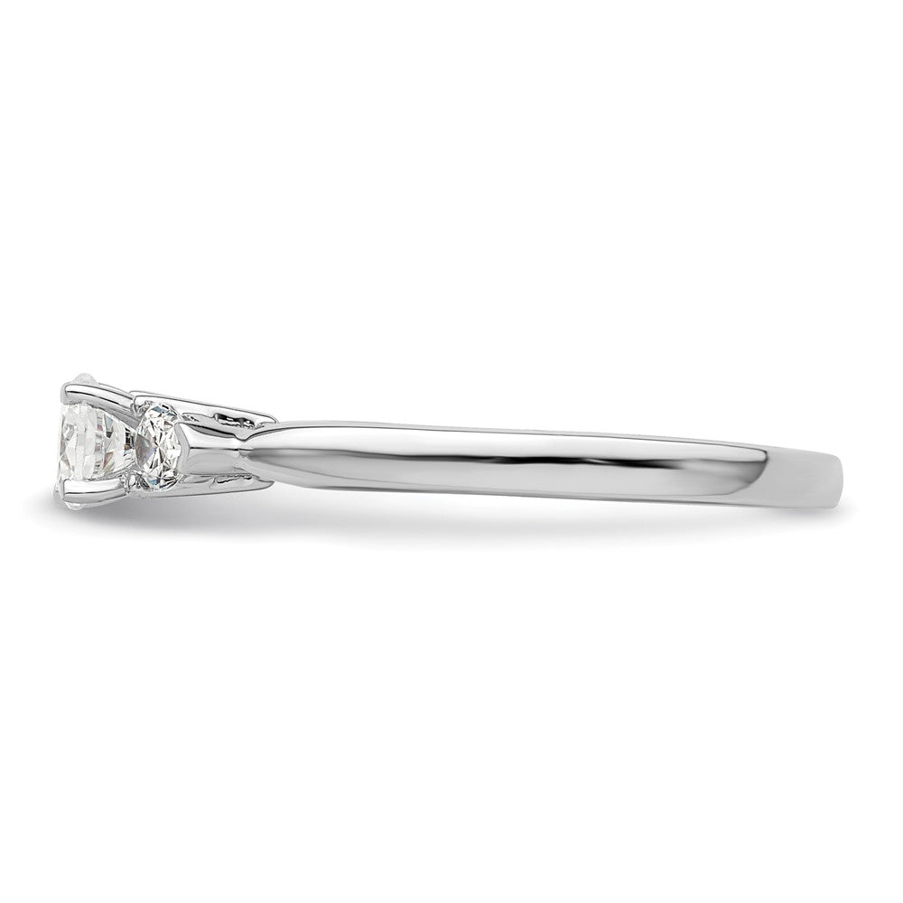 14K White Gold 3 Stone Peg Set Center Pear Diamond Semi Mount Engagement Ring