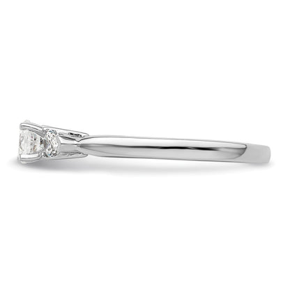 14K White Gold 3 Stone Peg Set Center Pear Diamond Semi Mount Engagement Ring