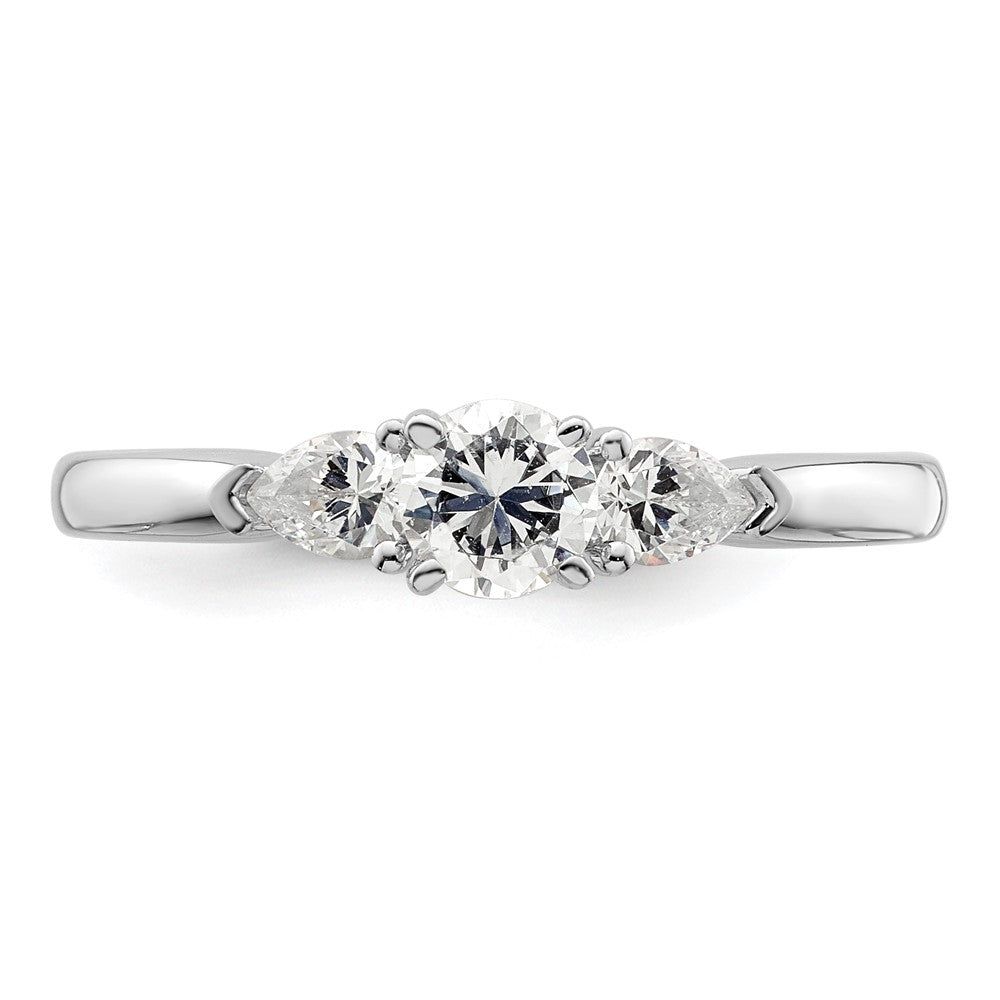 14K White Gold 3-Stone Diamond Peg Set Semi-Mount Engagement Ring