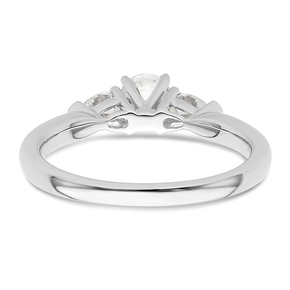 14K White Gold 3-Stone Diamond Peg Set Semi-Mount Engagement Ring