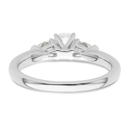 14K White Gold 3-Stone Diamond Peg Set Semi-Mount Engagement Ring