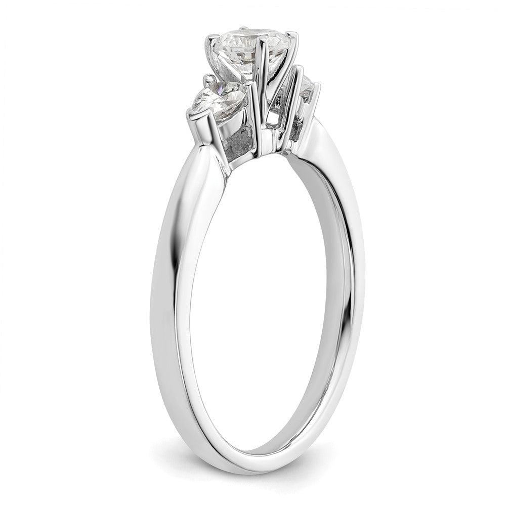 14K White Gold 3-Stone Diamond Peg Set Semi-Mount Engagement Ring