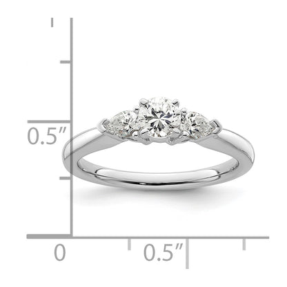 14K White Gold 3-Stone Diamond Peg Set Semi-Mount Engagement Ring