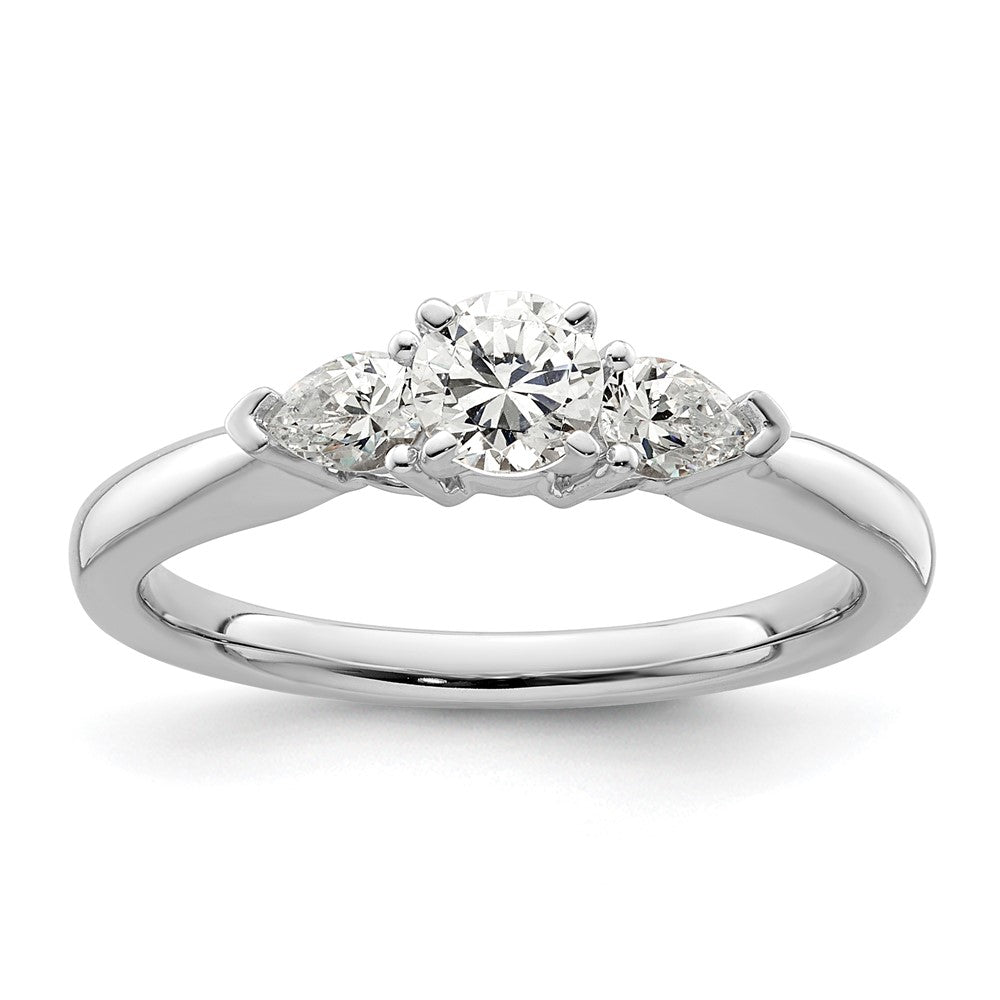 14K White Gold 3-Stone Diamond Peg Set Semi-Mount Engagement Ring