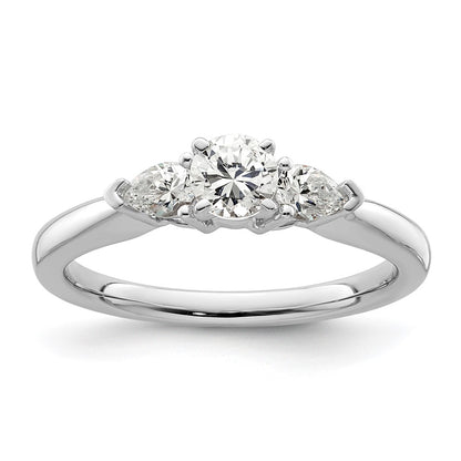 14K White Gold 3-Stone Diamond Peg Set Semi-Mount Engagement Ring