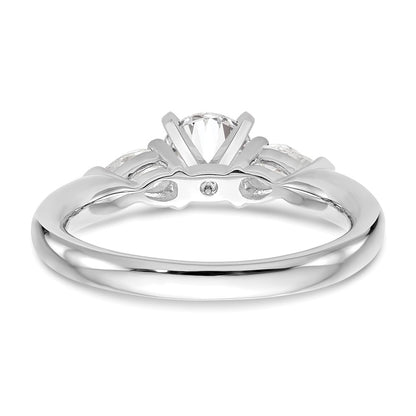 14K White Gold 3 Stone Simulated Diamond Peg Set Engagement Ring