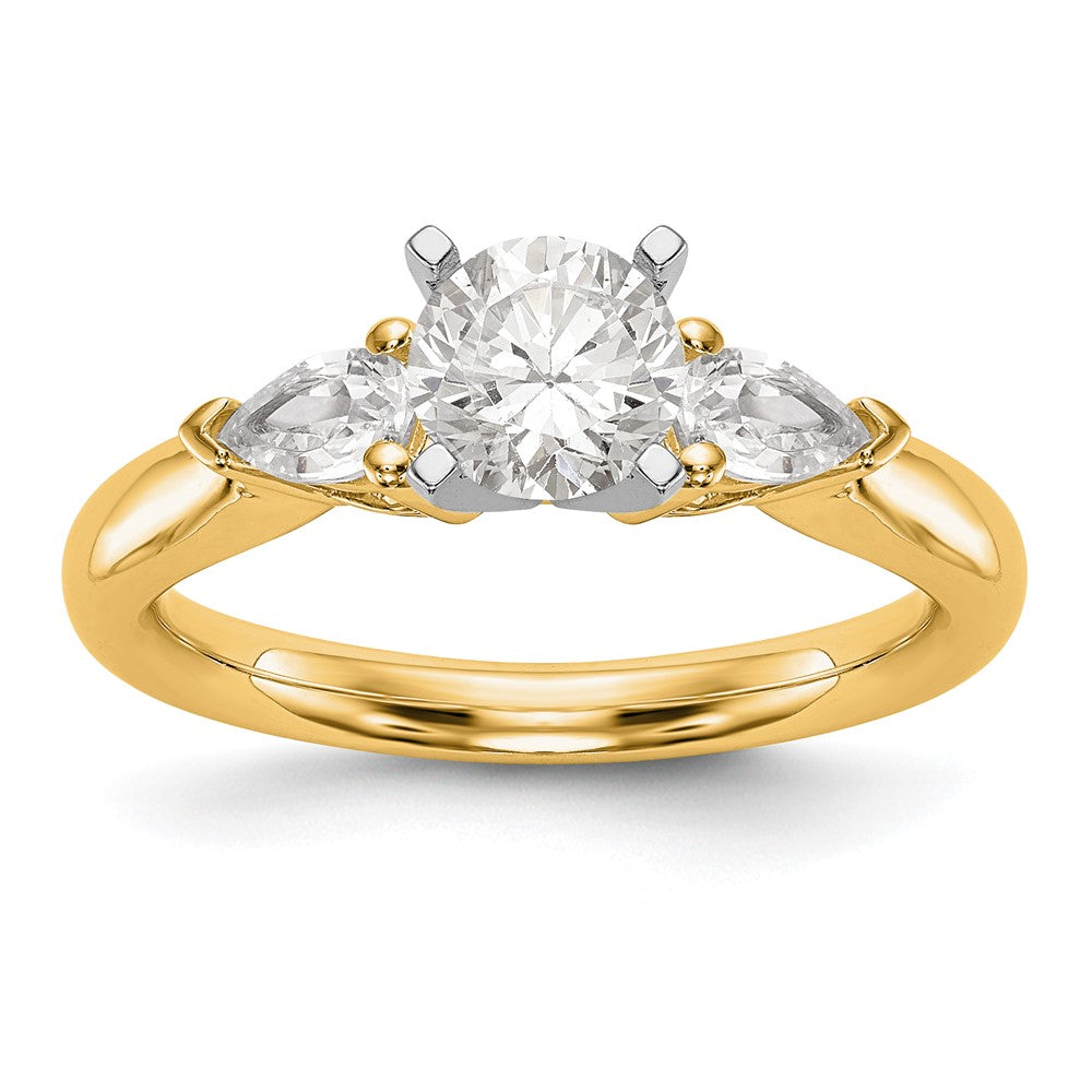 14K Yellow Gold 3-Stone Diamond Semi-Mount Peg Set Engagement Ring