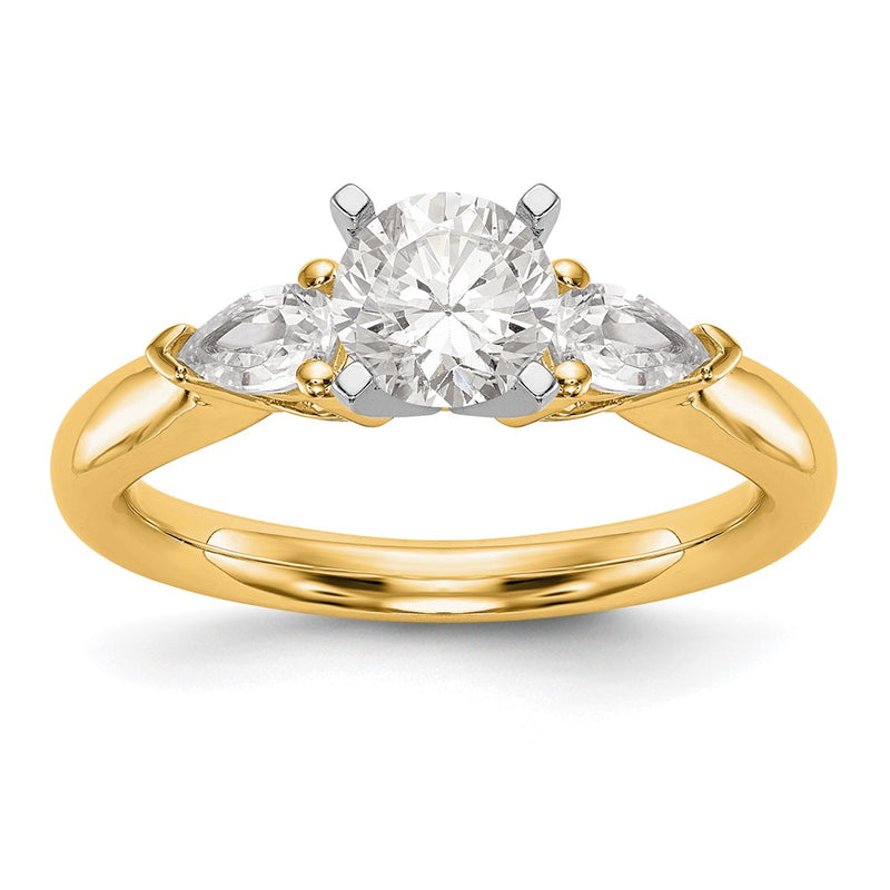 14K Yellow Gold 3-Stone Diamond Semi-Mount Peg Set Engagement Ring