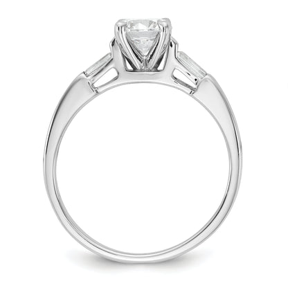 14K White Gold 3 Stone Diamond Peg Set Includes 2 Baquette Side Stones Engagement Ring, No Head
