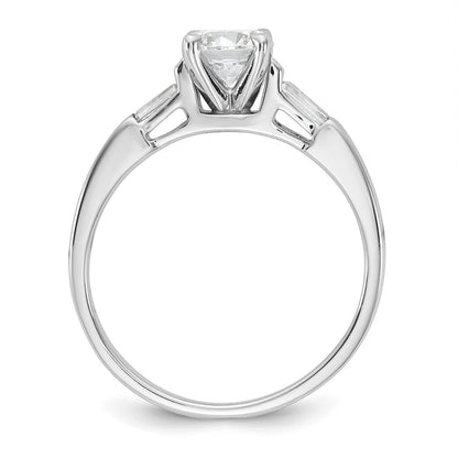 14K White Gold 3-Stone Diamond Peg Set Semi Mount Engagement Ring