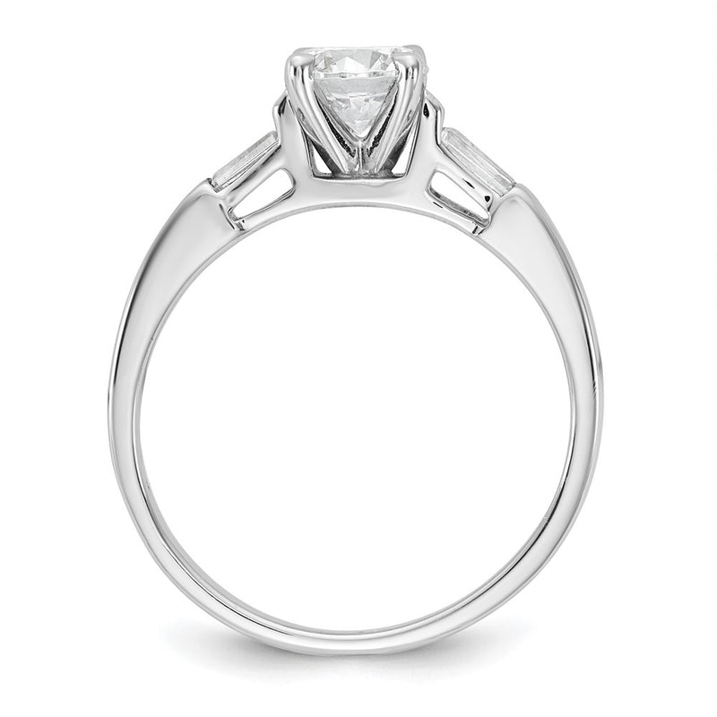 14K White Gold 3-Stone Diamond Peg Set Semi Mount Engagement Ring