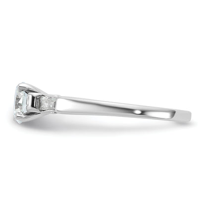 14K White Gold 3 Stone Diamond Peg Set Includes 2 Baquette Side Stones Engagement Ring, No Head