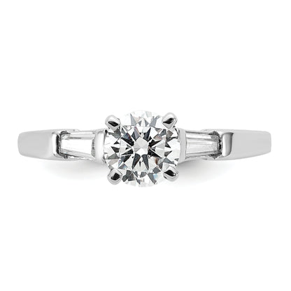 14K White Gold 3 Stone Diamond Peg Set Includes 2 Baquette Side Stones Engagement Ring, No Head
