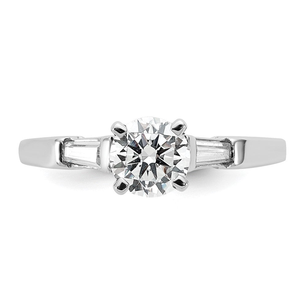 14K White Gold 3-Stone Diamond Peg Set Semi Mount Engagement Ring