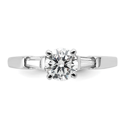 14K White Gold 3-Stone Diamond Peg Set Semi Mount Engagement Ring