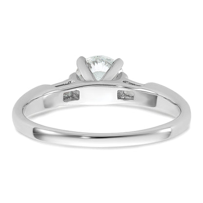 14K White Gold 3 Stone Diamond Peg Set Includes 2 Baquette Side Stones Engagement Ring, No Head