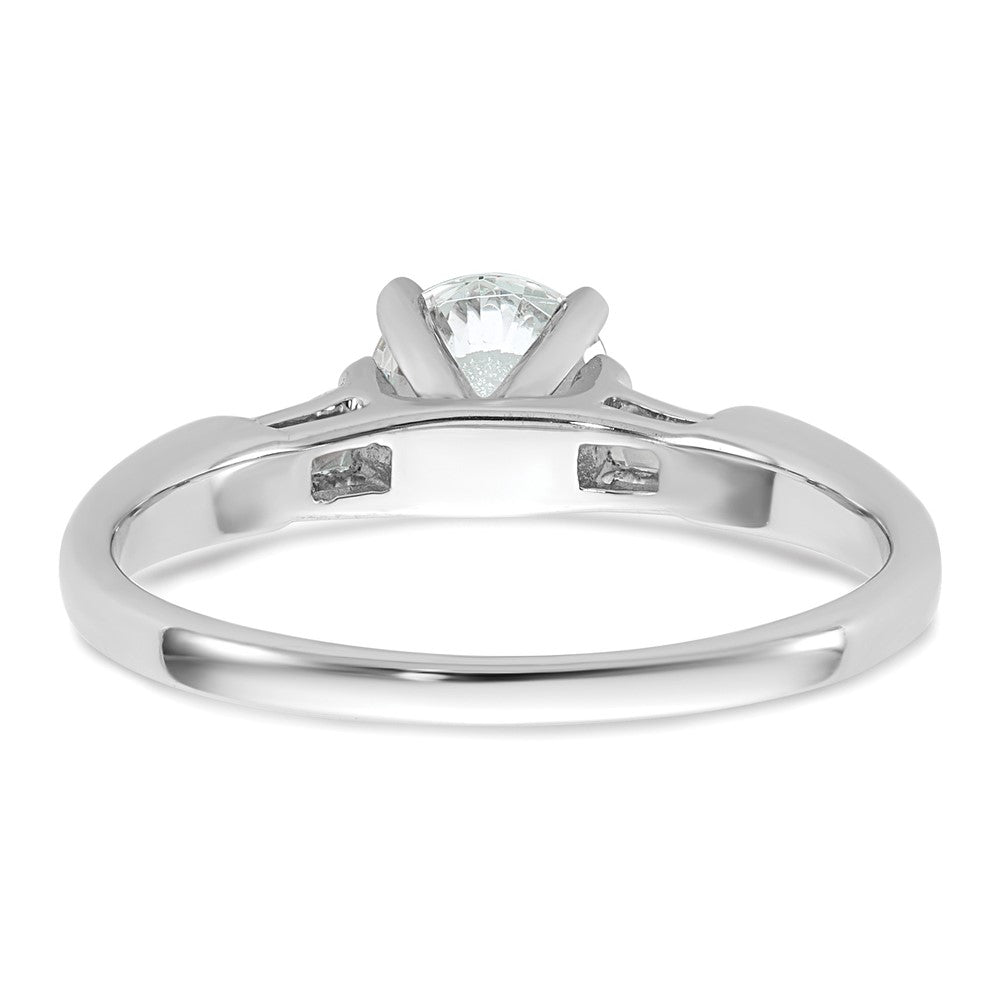 14K White Gold 3-Stone Diamond Peg Set Semi Mount Engagement Ring