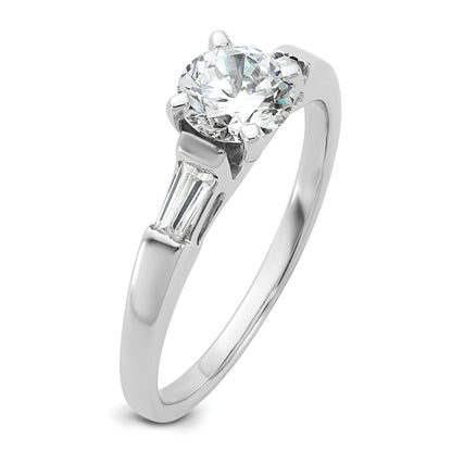 14K White Gold 3 Stone Diamond Peg Set Includes 2 Baquette Side Stones Engagement Ring, No Head