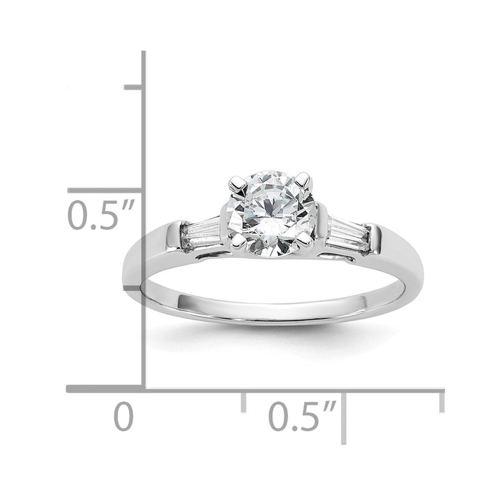 14K White Gold 3-Stone Diamond Peg Set Semi Mount Engagement Ring