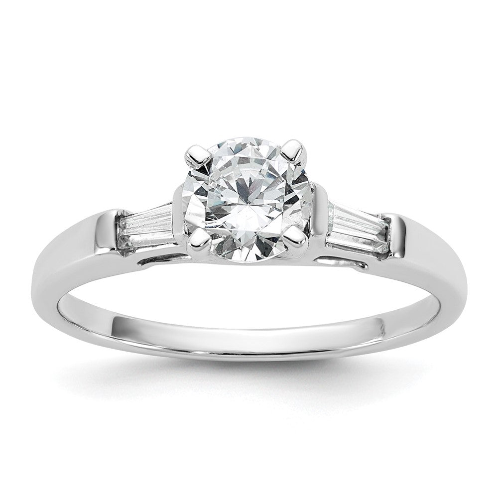 14K White Gold 3-Stone Diamond Peg Set Semi Mount Engagement Ring