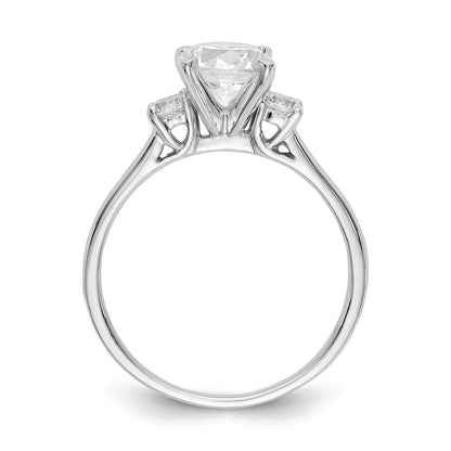 14K White Gold 3 Stone Peg Set Center Semi Mount Diamond Engagement Ring