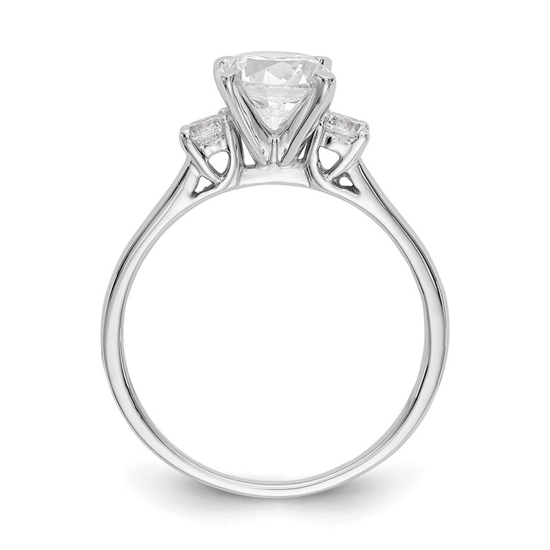 14K White Gold 3-Stone Diamond Peg Set Semi-Mount Engagement Ring