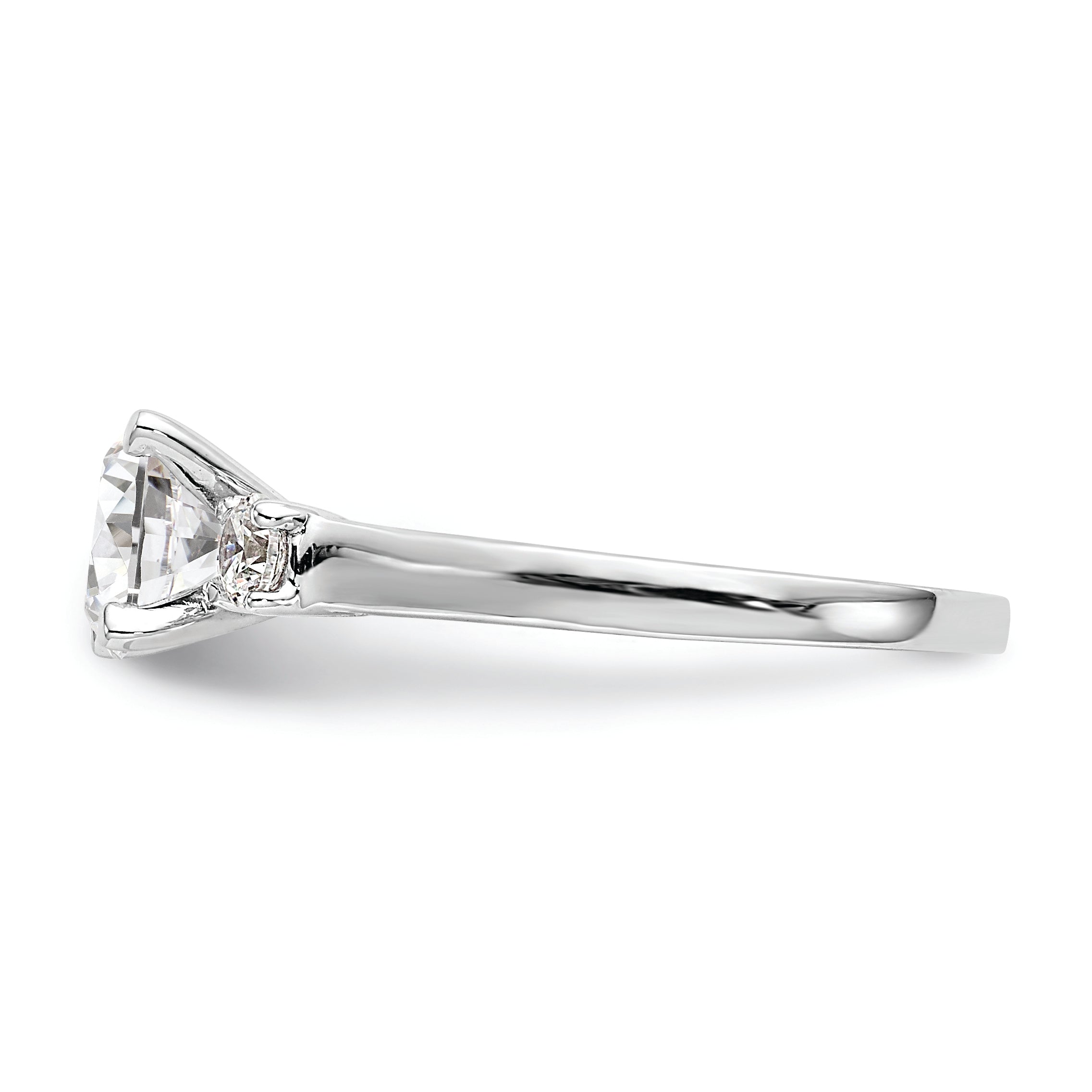 14K White Gold 3 Stone Peg Set Center Semi Mount Diamond Engagement Ring