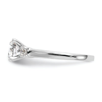14K White Gold 3 Stone Peg Set Center Semi Mount Diamond Engagement Ring