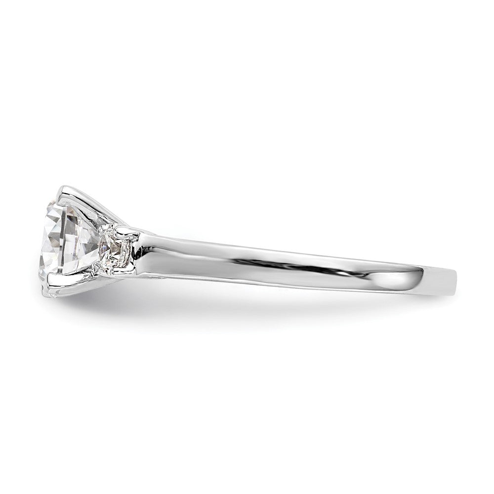 14K White Gold 3-Stone Diamond Peg Set Semi-Mount Engagement Ring
