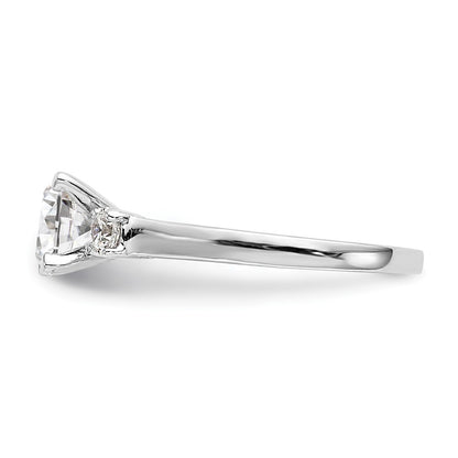 14K White Gold 3-Stone Diamond Peg Set Semi-Mount Engagement Ring