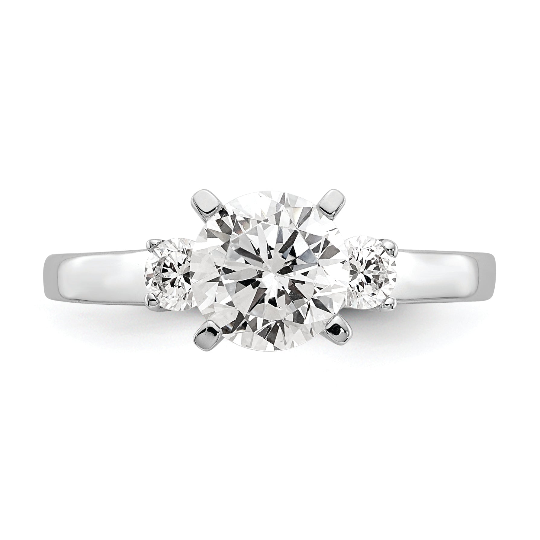 14K White Gold 3 Stone Peg Set Center Semi Mount Diamond Engagement Ring