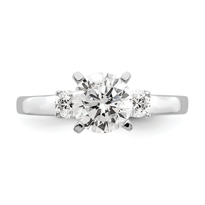 14K White Gold 3 Stone Peg Set Center Semi Mount Diamond Engagement Ring